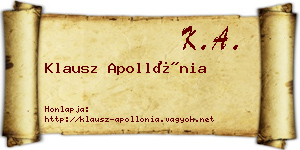 Klausz Apollónia névjegykártya